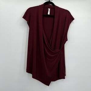 Dear Scarlett Blouse Womens 2X Surplice Drape Sleeveless Top 2XL Plus Size
